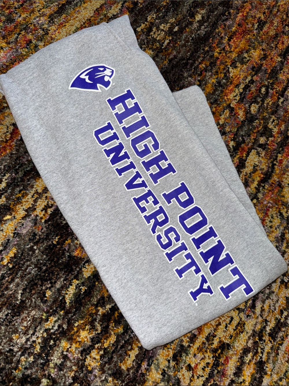 Champion Gray Track Pants with Purple High Point University Logo